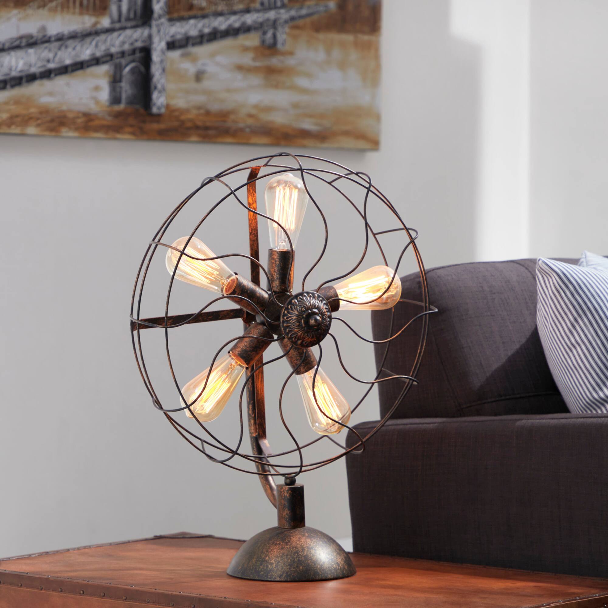 24" Black Metal Industrial Table Lamp